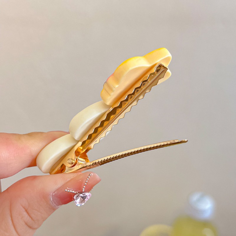 Kẹp Tóc Hình Ngôi Sao / Mặt Cười / Trái Tim Đôi Màu Vàng Phong Cách Hàn Quốc Dễ Thương - y2k / Dễ Thương Dành Cho Bé Gái
