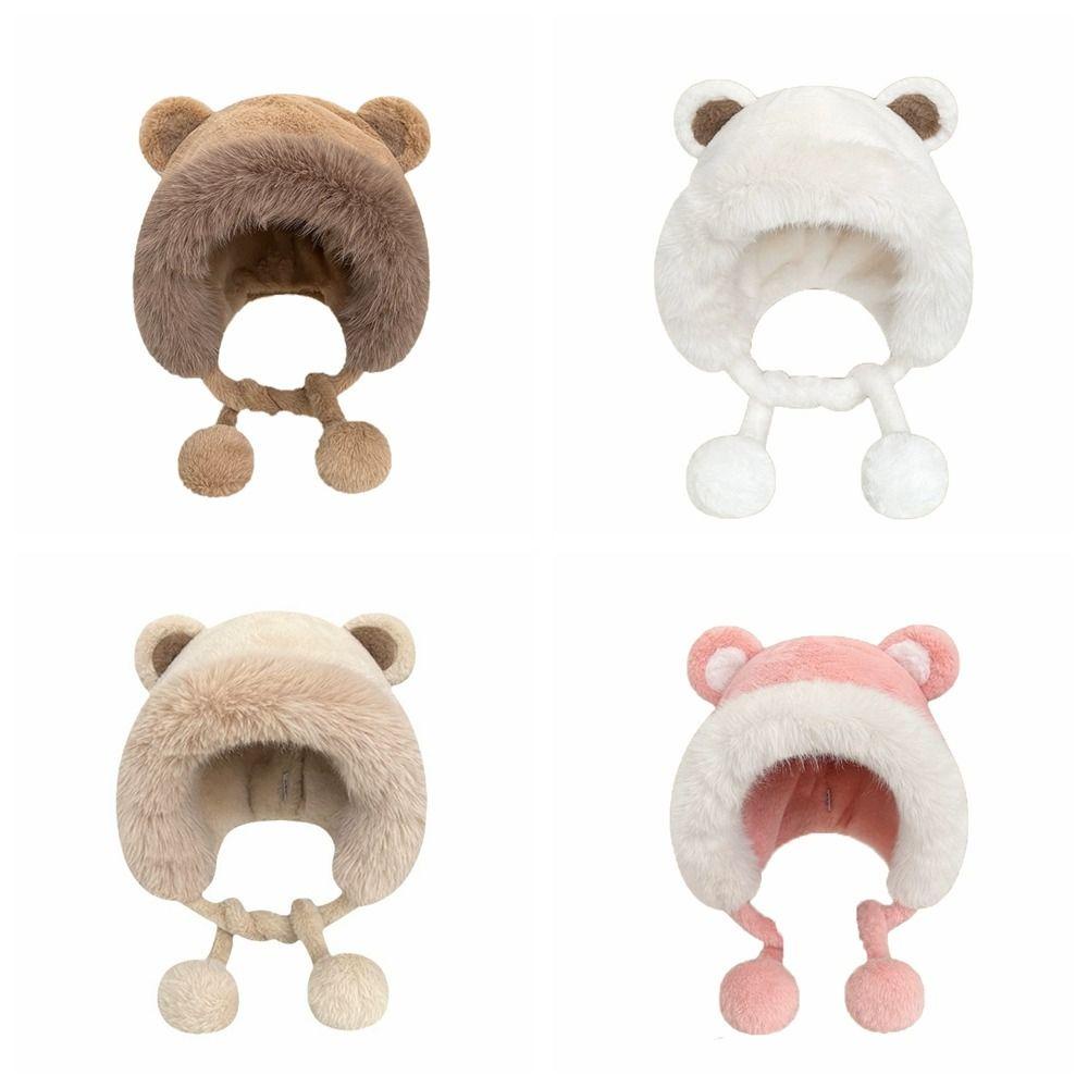 Quillan Mũ beanie Trùm Tai Giữ Ấm Mùa Đông Thiết Kế Tai Gấu Bông Xinh Xắn