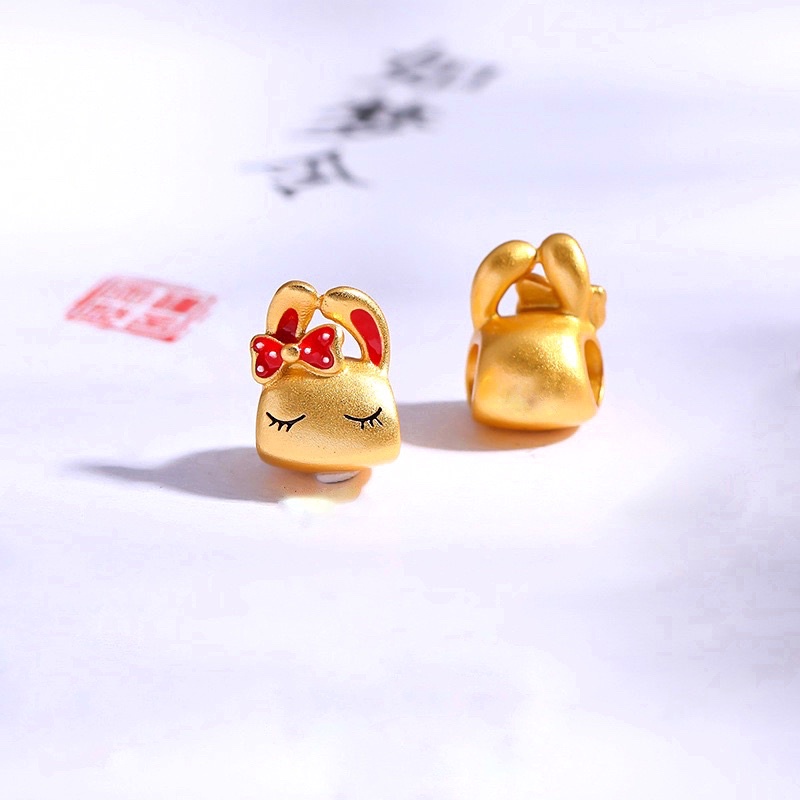 Charm xỏ ngang HTJEWELRY thỏ con đeo nơ xinh xắn  PL241