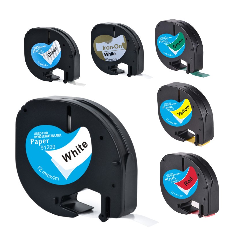 Nhãn Dán Máy dymo delta 12mm * 4m 91201 Màu Trắng Đen lt-100h
