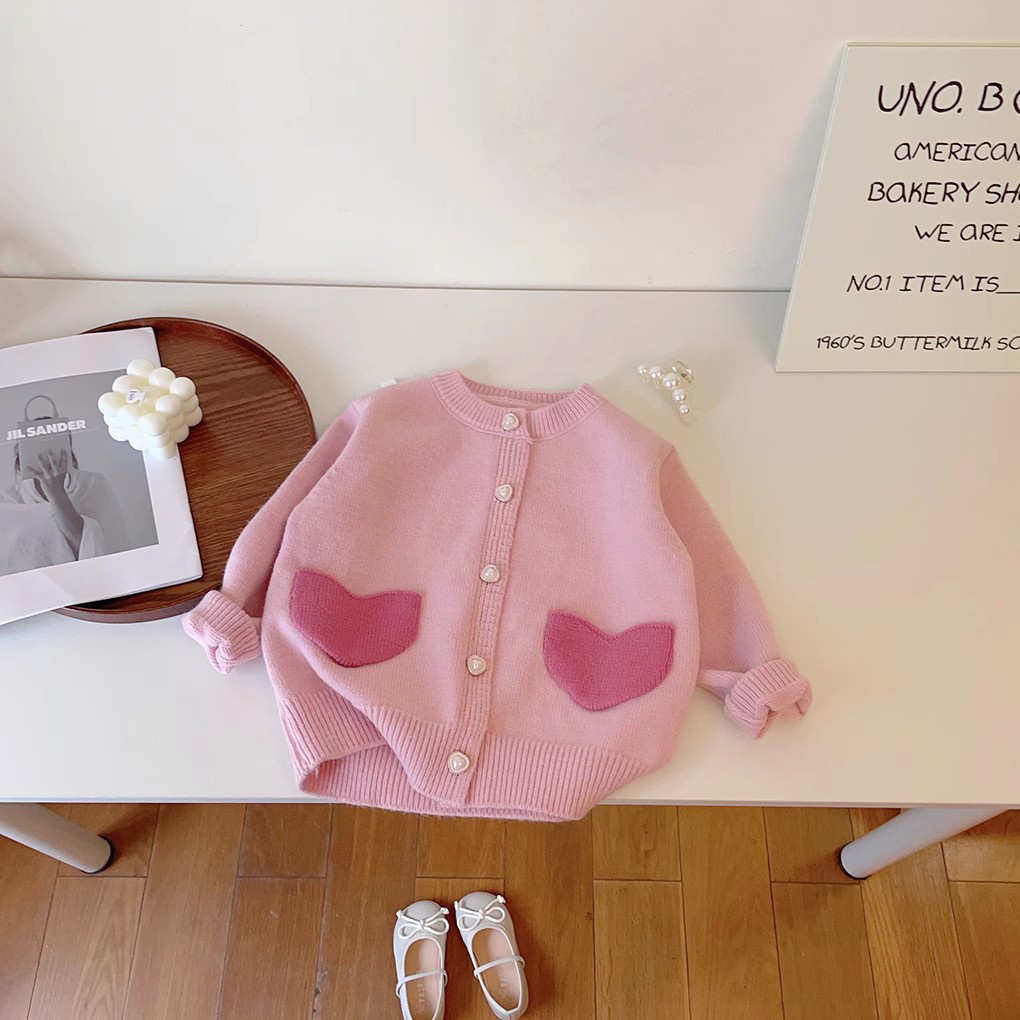 Áo Khoác Len cardigan Phong Cách Hàn Quốc Ngọt Ngào Cho Bé Gái