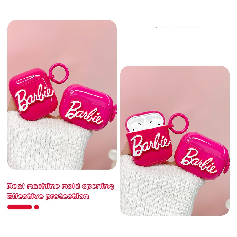 Vỏ Bảo Vệ Hộp Sạc Tai Nghe airpods 1 2 3 pro Hình Búp Bê barbie Bằng tpu Mềm Có Móc Treo Tiện Dụng