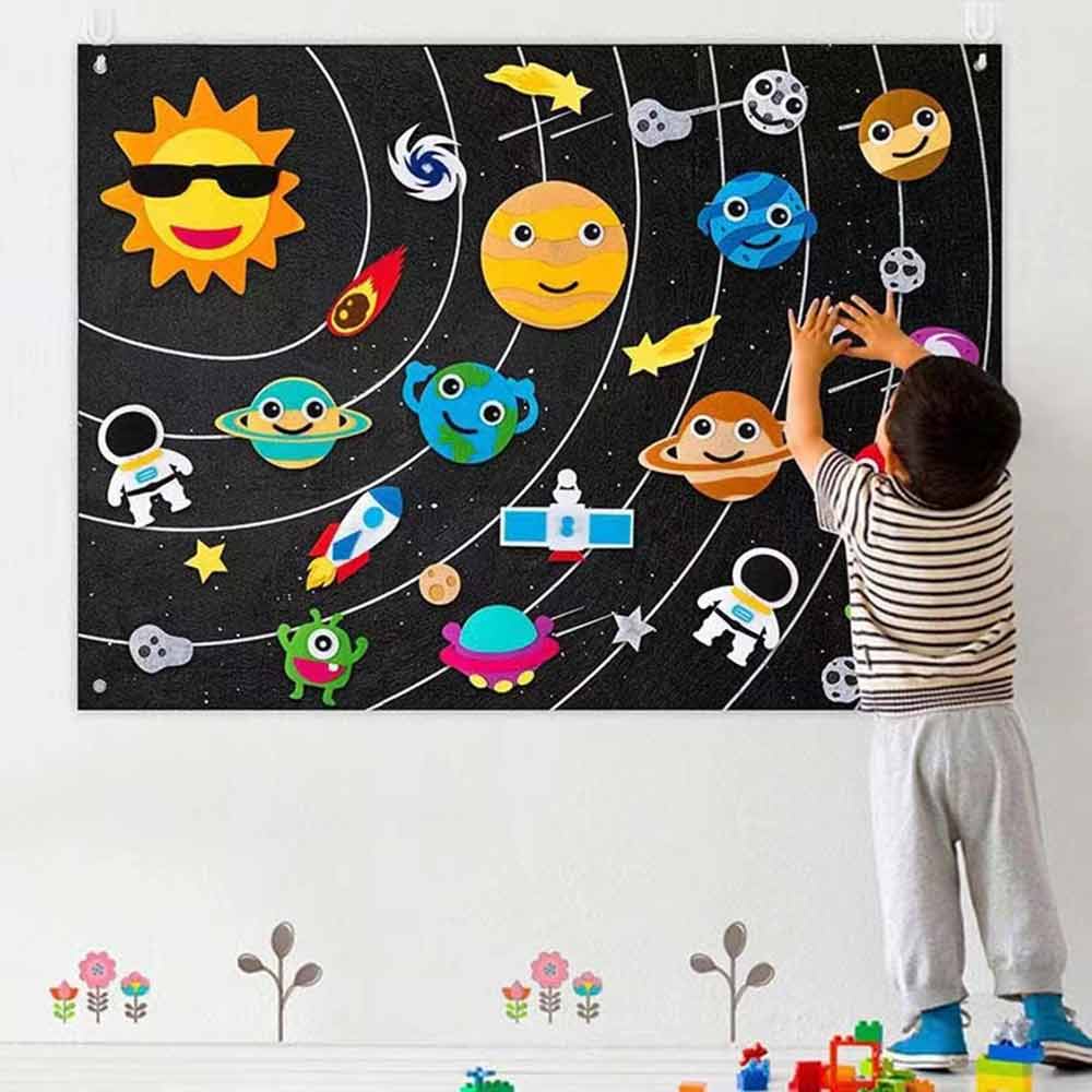 DIY Felt Board Toys Toddler Montessori Story Board Farm Animals Cartoon Pattern Wall Decoration Baby Early Learning Toys