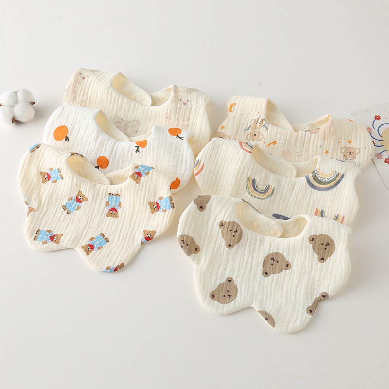 Yếm Ăn cotton Nguyên Chất Xoay 360 Độ Cho Bé