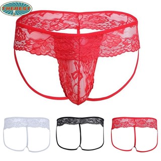 Mens Underwear Thong Underpants Bulge Pouch G-string Lace+Spandex Panties