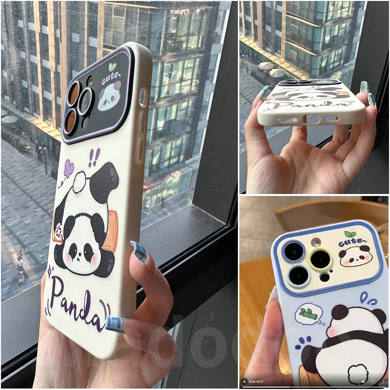 Ốp lưng Cartoon Samsung Galaxy A54 A34 A24 A14 A73 A53 A33 A23 A72 A52 A52S A32 A22 LTE M32 M22 4G 5G Cute Naughty Panda Fine Hole Large window Anti-fall Soft Phone Case Cover DSC 05