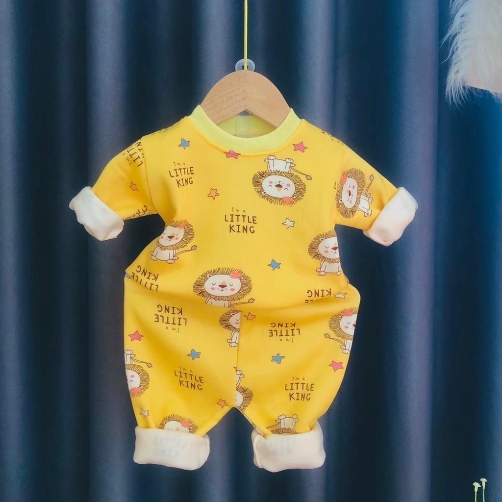 Bộ nỉ lót lông bé trai, size 3-14kg