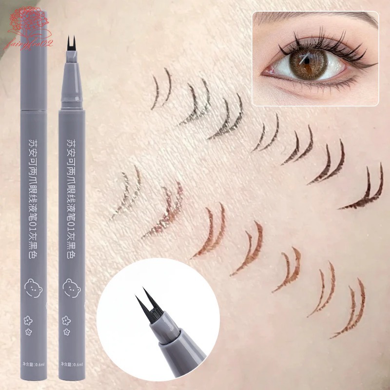 Bút Kẻ Mắt Dạng Lỏng 2 Ngòi Chống Thấm Nước Màu Đen / Nâu Tự Nhiên