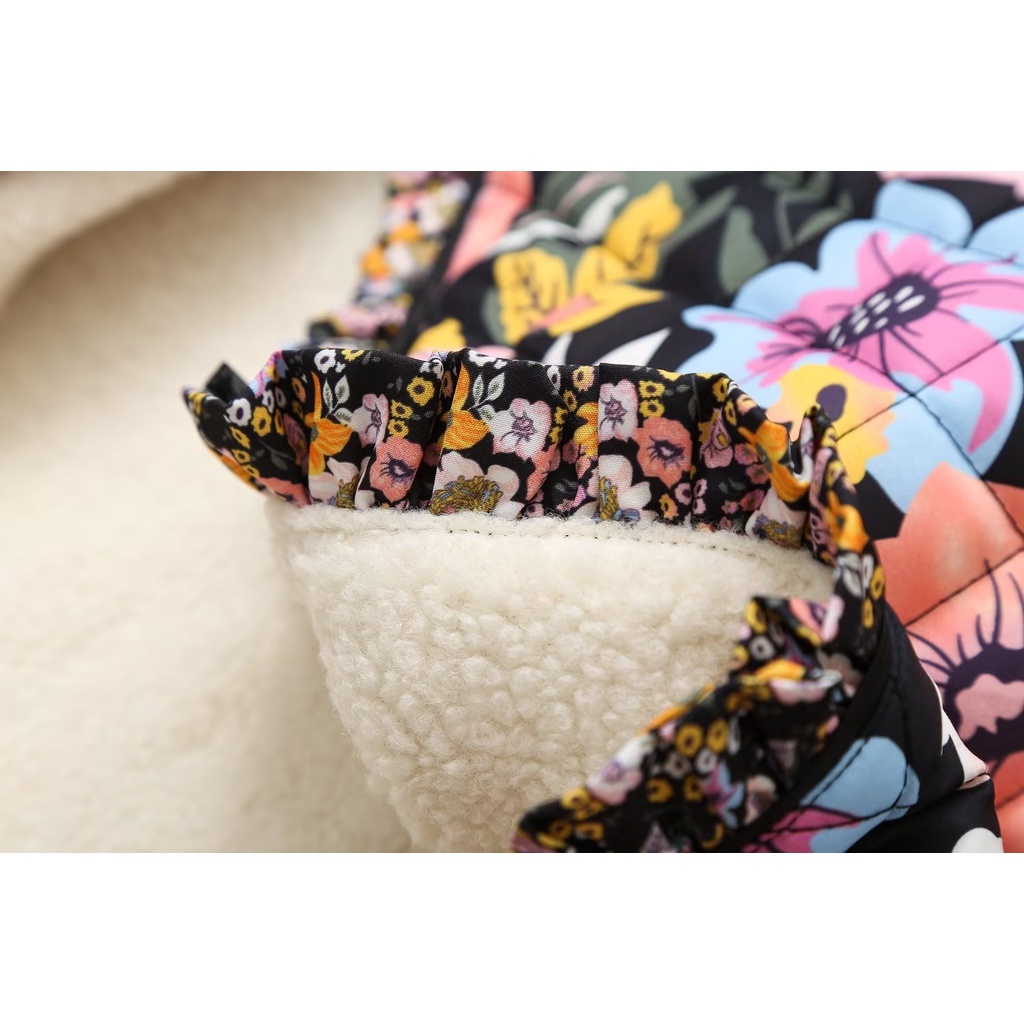 Zara Áo Khoác Lông Cừu Phối Ren Hoa Sen Phong Cách retro Cho Nữ