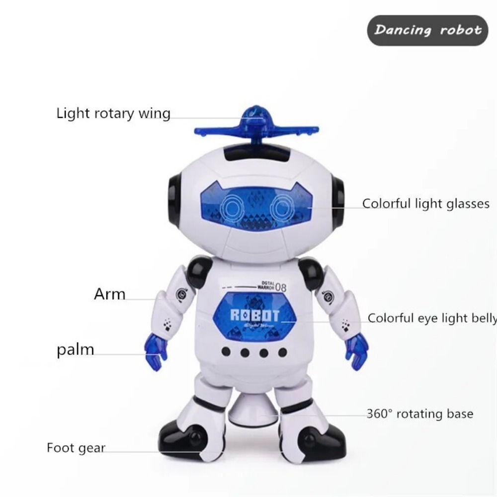 Robot Nhảy Múa Có Đèn led Xoay 360 Độ Màu Trắng / Xanh Lá / Vàng