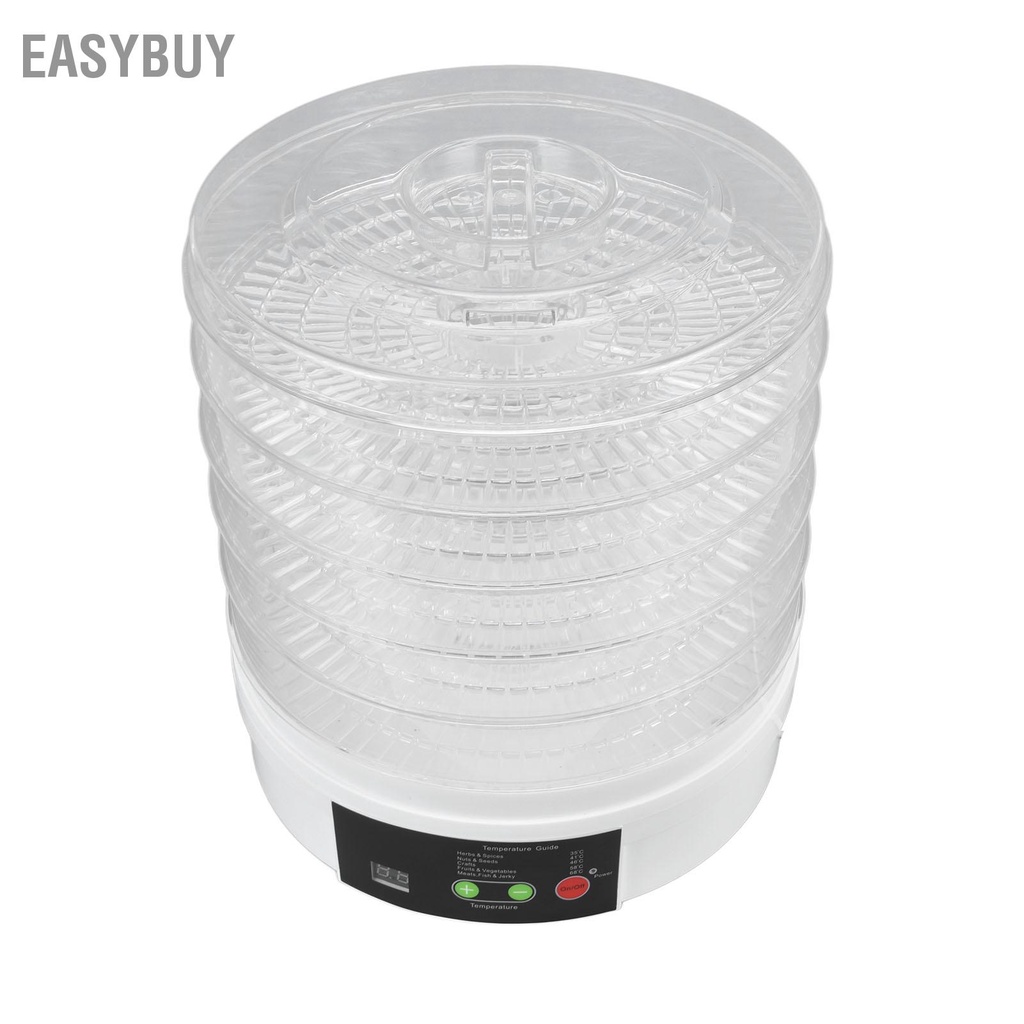 Easybuy Máy Khử Nước Thực Phẩm Cấp 350W 50Hz 5 Khay Điều Khiển Núm Vặn Sấy Điện Có Nắp Đậy Cho Trái Cây Và Rau Củ