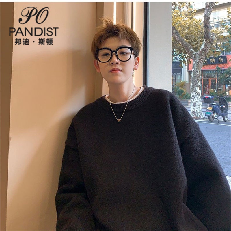 Bangdiston Áo sweater Màu Trơn Phong Cách hong kong Thời Trang Mùa Đông Cho Nam