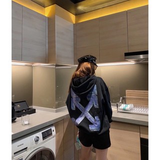 OFF-WHITE 23 new hoodie crayon graffiti arrow coat women loose pullover lovers long sleeves