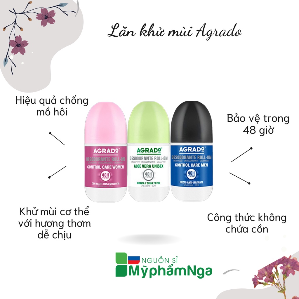Lăn khử mùi Agrado 50ml cho nam và nữ