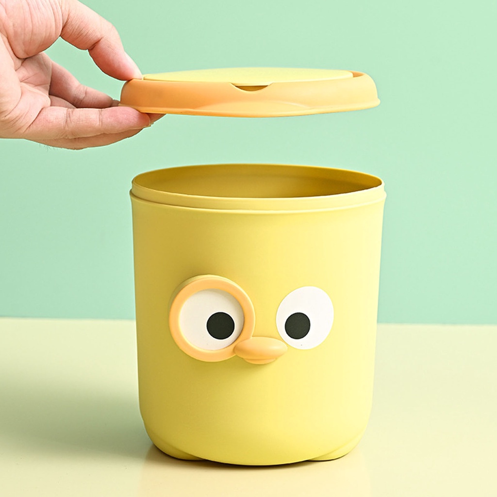 Thùng Rác Mini Có Nắp Thiết Kế Hoạt Hình Dễ Thương Nhựa Để Bàn Đậy Đầu Giường Văn Phòng