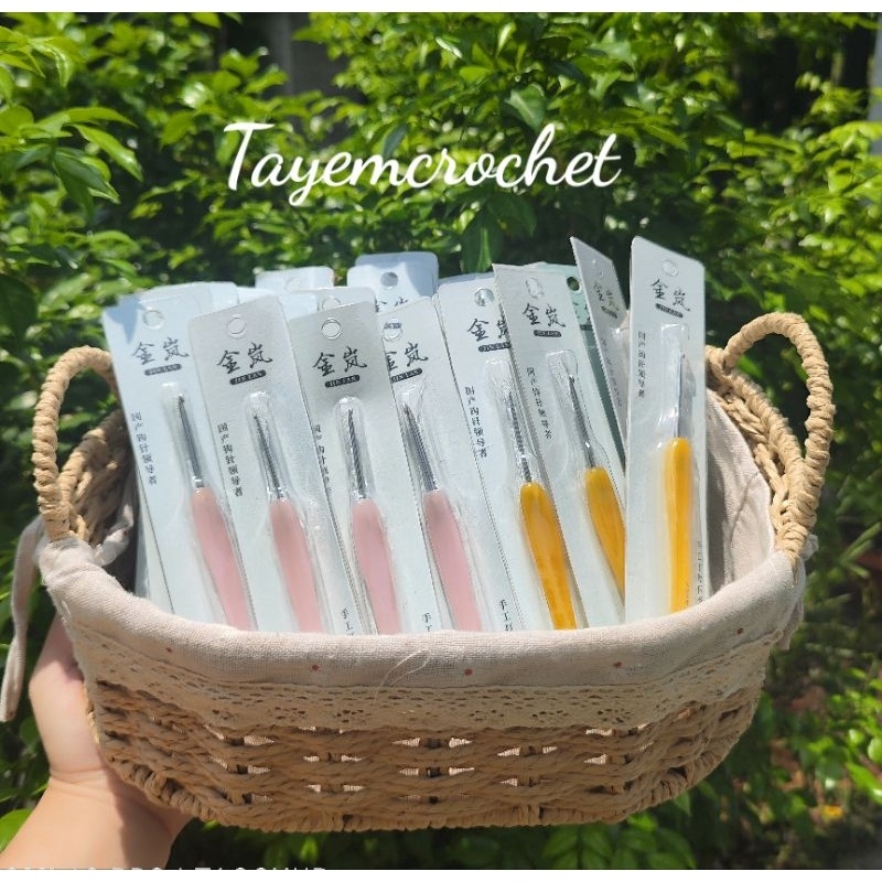 Kim Móc Len JinLan Cán Nhựa Màu VÀNG - HỒNG - XANH - Chính Hãng - TiDi Phụ Liệu Handmade