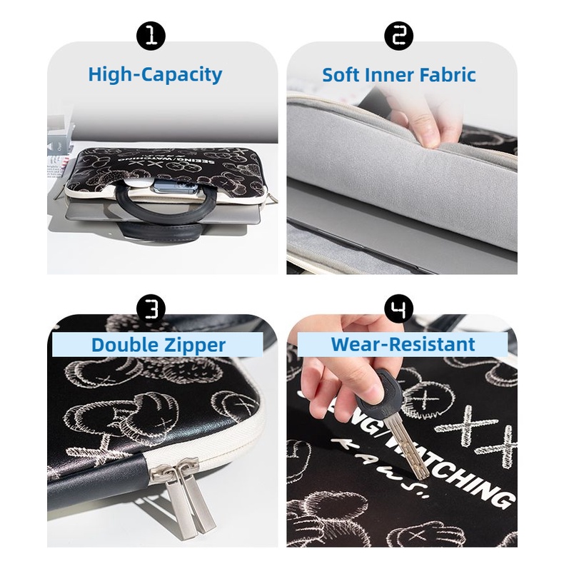 Túi Da pu Đựng laptop Chống Sốc Chống Thấm Nước Họa Tiết Hoạt Hình Cho Nam Và Nữ 13.3 14.1 15 15.6 16.1 17.3inch