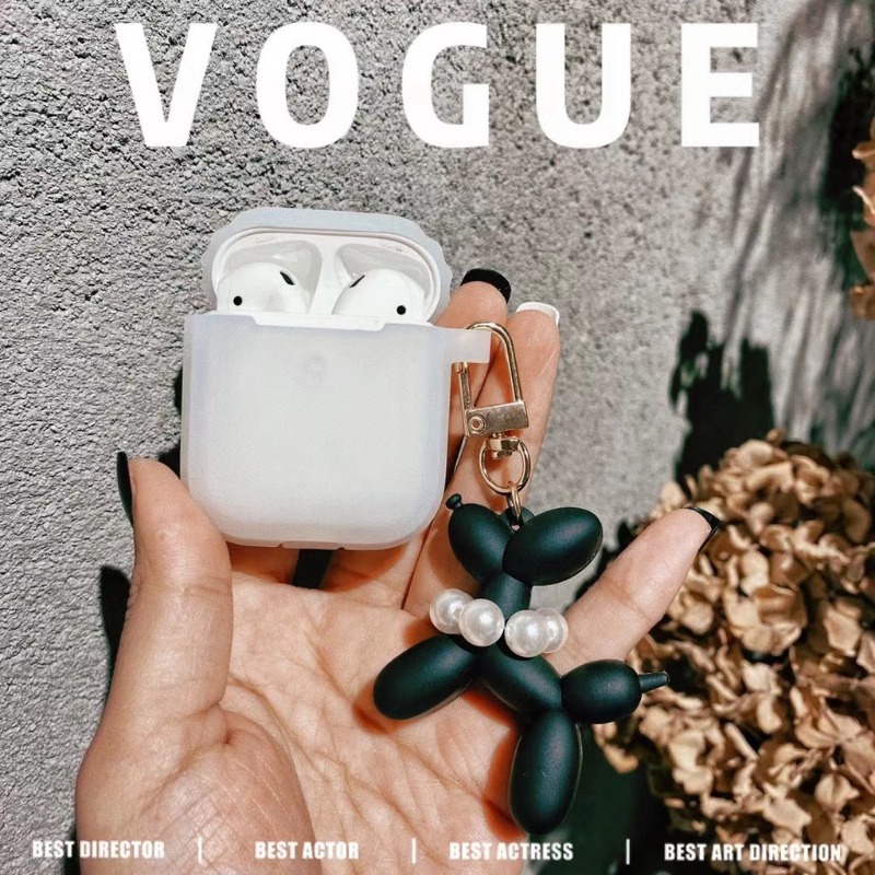 Vỏ Bảo Vệ Hộp Sạc Tai Nghe airpods 1 2 3 pro Hình Chú Chó Đeo Bong Bóng Dễ Thương