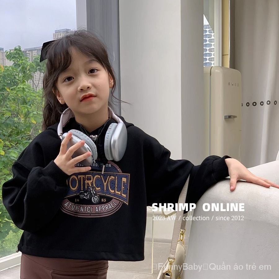 Áo Hoodie Tay Dài In Chữ Phong Cách Hàn Quốc Thời Trang Thu Đông Cho Bé Gái