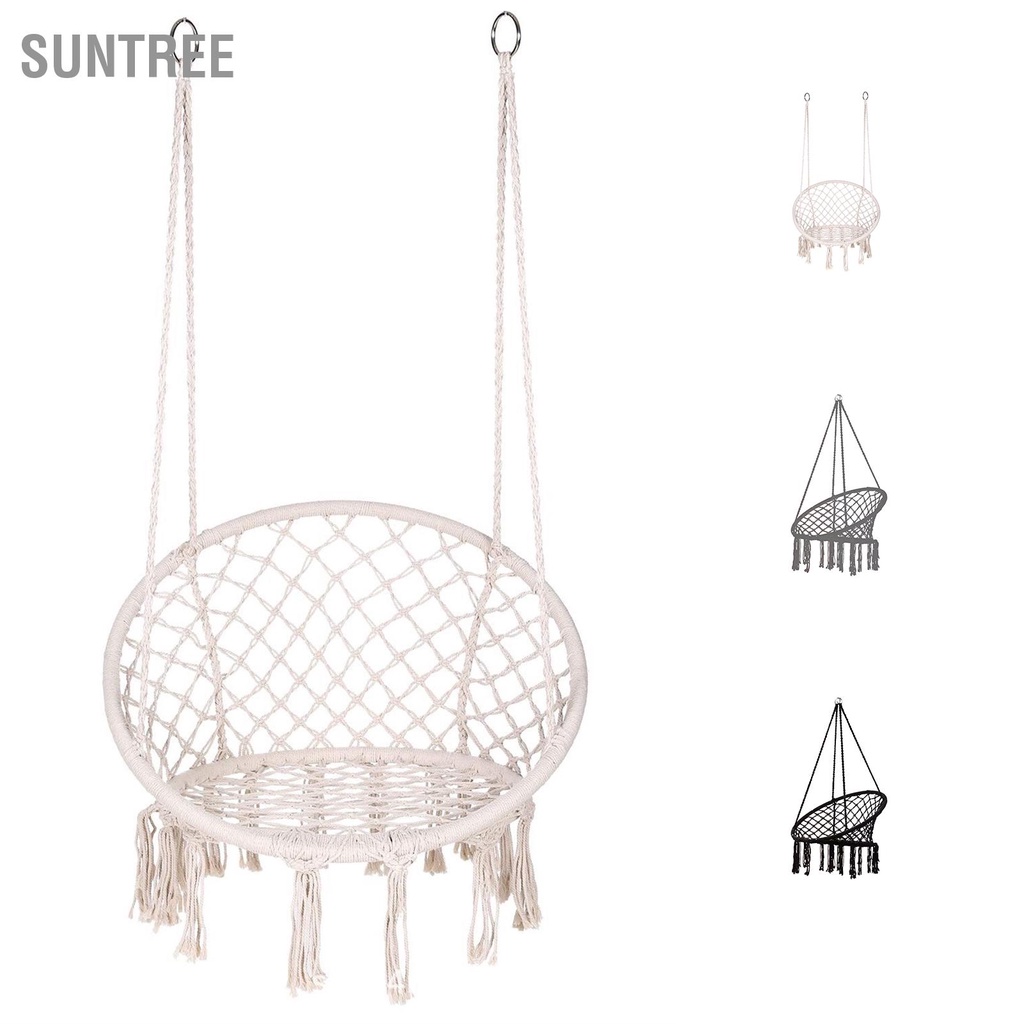 Ghế võng Macrame Swing treo lưới dệt kim cho Phòng khách Ban công Sân thượng - võng macrame võng treo SUNTREE