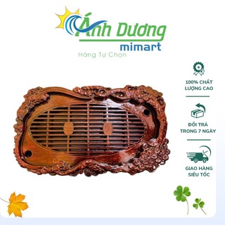 Khay trà tùng hạc nhựa giả gỗ, khay đựng bộ ấm trà bền đẹp sang trọng