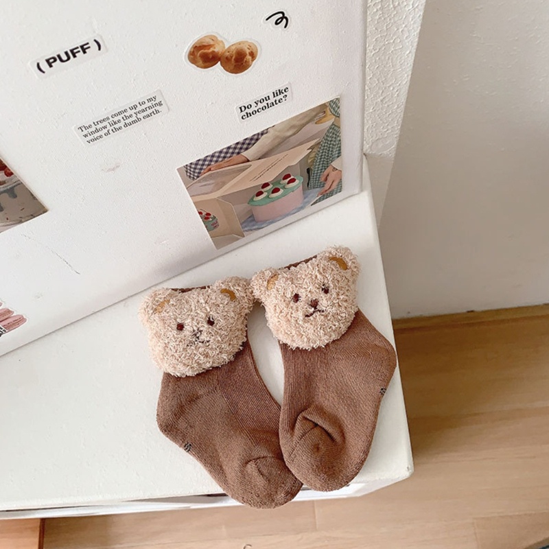 Inn Vớ Giữ Ấm Chống Trượt Dáng Rộng In Hình Gấu Hoạt Hình Dễ Thương Thời Trang Thu Đông Cho Bé 0-4 Tuổi