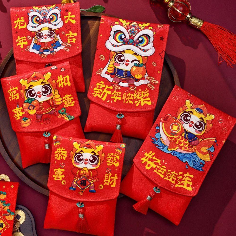 Shanhai Ví Đỏ May Mắn Hình Bao Lì Xì Năm Mới 2024 Màu Đỏ May Mắn Làm Quà Tặng Cho Bé