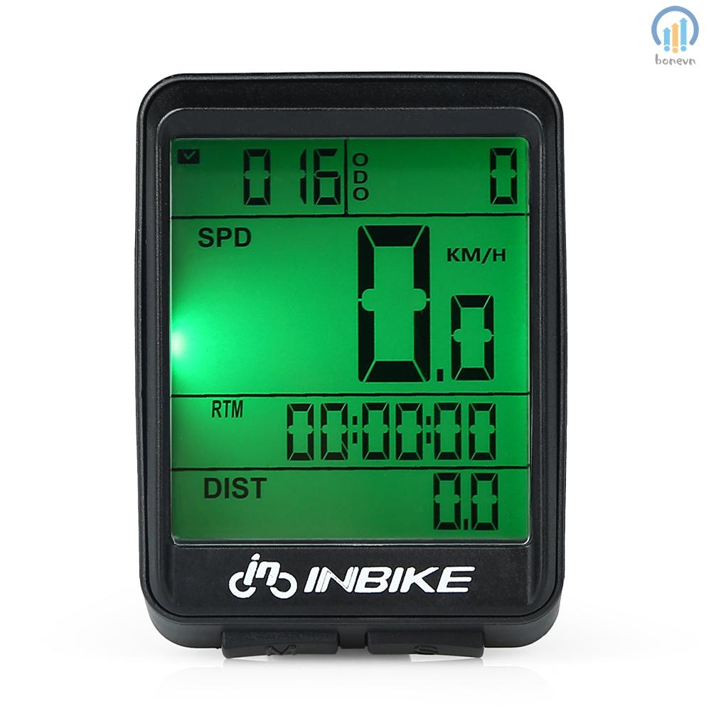 INBIKE Bike Speedometer Wireless Bicycle Computer Rainproof LCD Display Odometer Temperature Tracker