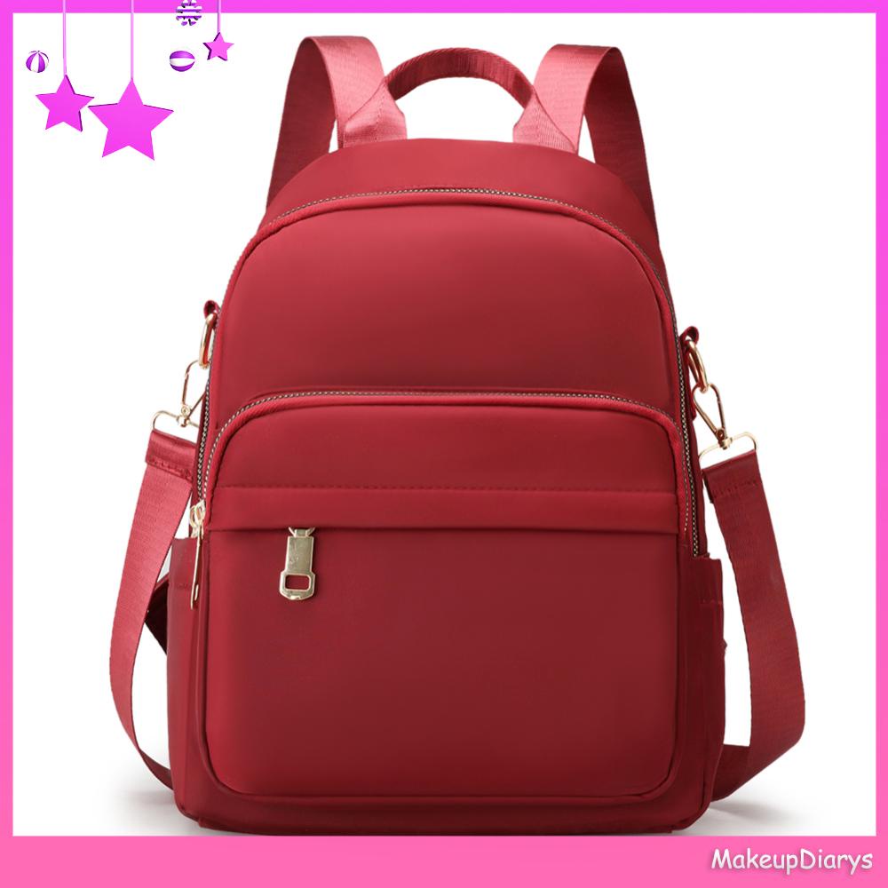 ★ Đồ Trang Điểm Trang Điểm ★ Au Balo Đeo Vai Có Dây Kéo Sức Chứa Lớn Màu Trơn Dành Cho Nữ