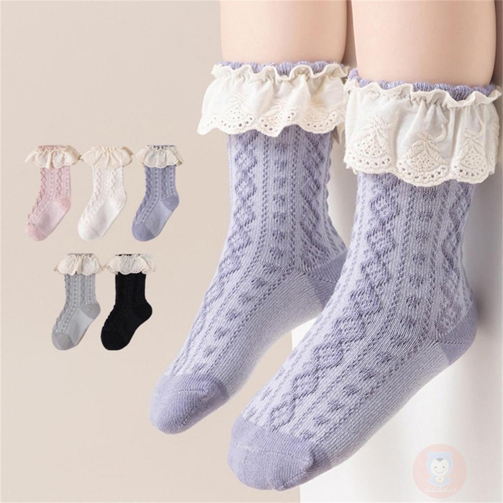 Vớ Công Chúa laa6-baby Nhún Bèo Phối Ren Thoáng Khí Dễ Thương Cho Bé Gái