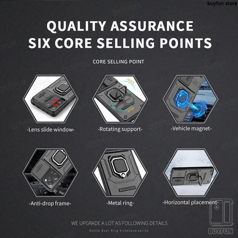 For Xiaomi Redmi Note 12 Turbo Note12 Pro Plus 12S 5G 4G Shockproof Phone Case Ring Armor Magnetic Holder Stand Camera Protection Lens Cover