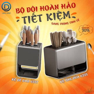 Bộ đôi hoàn hảo - Kệ để dao 6327 + Kệ ống đũa 6325, thép carbon chống rỉ có thể để bàn hoặc treo tường