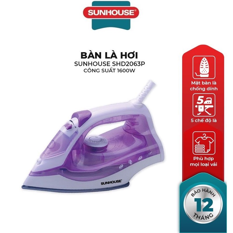 Bàn là hơi SUNHOUSE SHD2063P màu tím
