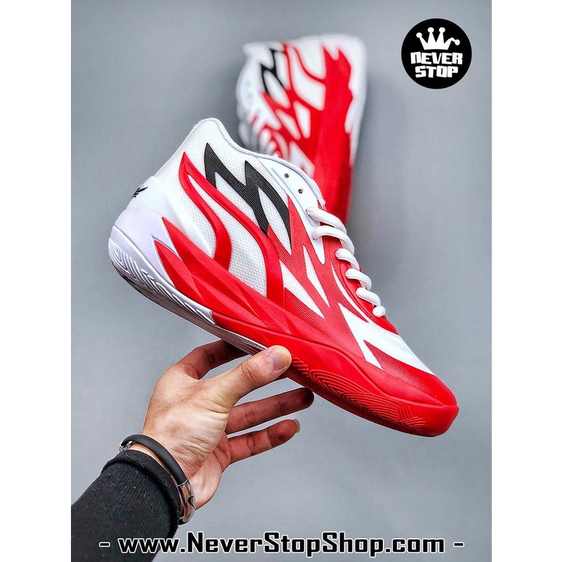Giày bóng rổ PM MB 02 trắng đỏ mẫu mới, đế rít bám sân chuyên chơi indoor outdoor  | NeverStopShop.com