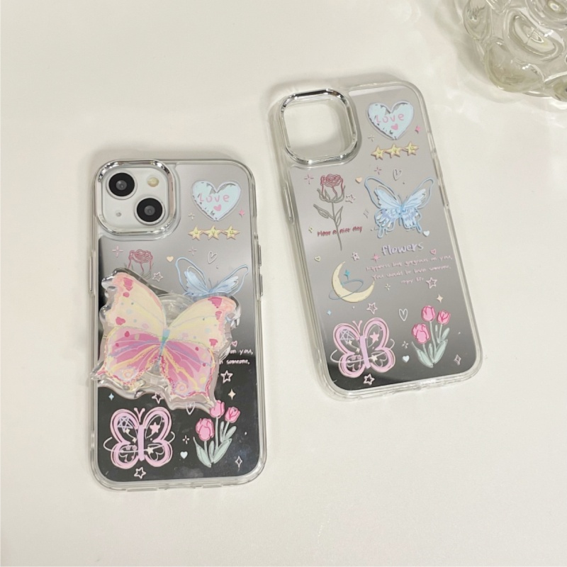 Ốp Viền Camera Bạc Trong Suốt  - Mẫu Gương Butterfly - N322