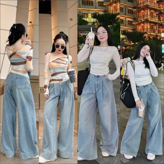 Quần jean suông chít li 7071, chất jean mềm, mặc đứng form, chuẩn size.