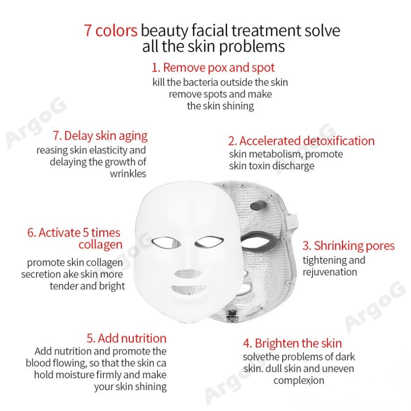 Mặt Nạ Đèn led laser photon 7 Màu Chăm Sóc Da Mặt