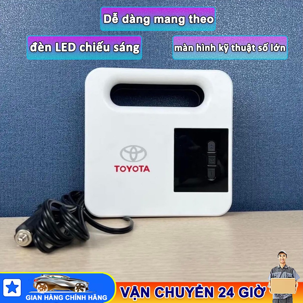 bơm lốp ô tô toyota , xe hơi điện tử tự ngắt chính hãng, sử dụng nguồn điện 12V, công suất 120W