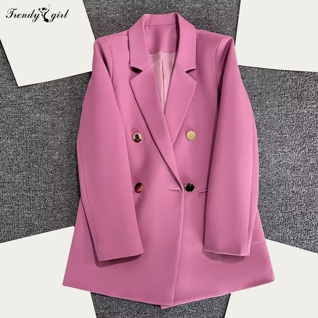 Áo Khoác blazer Hai Túi Tay Dài Màu Sắc Thời Trang Dành Cho Nữ