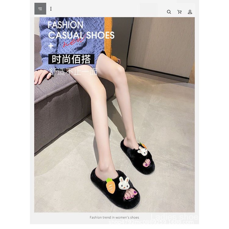 Dép Bông Đi Trong Nhà Hình Thỏ Hoạt Hình Dễ Thương