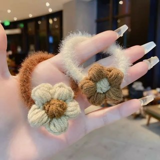 1 Dây Cột Tóc Lông Nhung Đính Hoa Dễ Thương