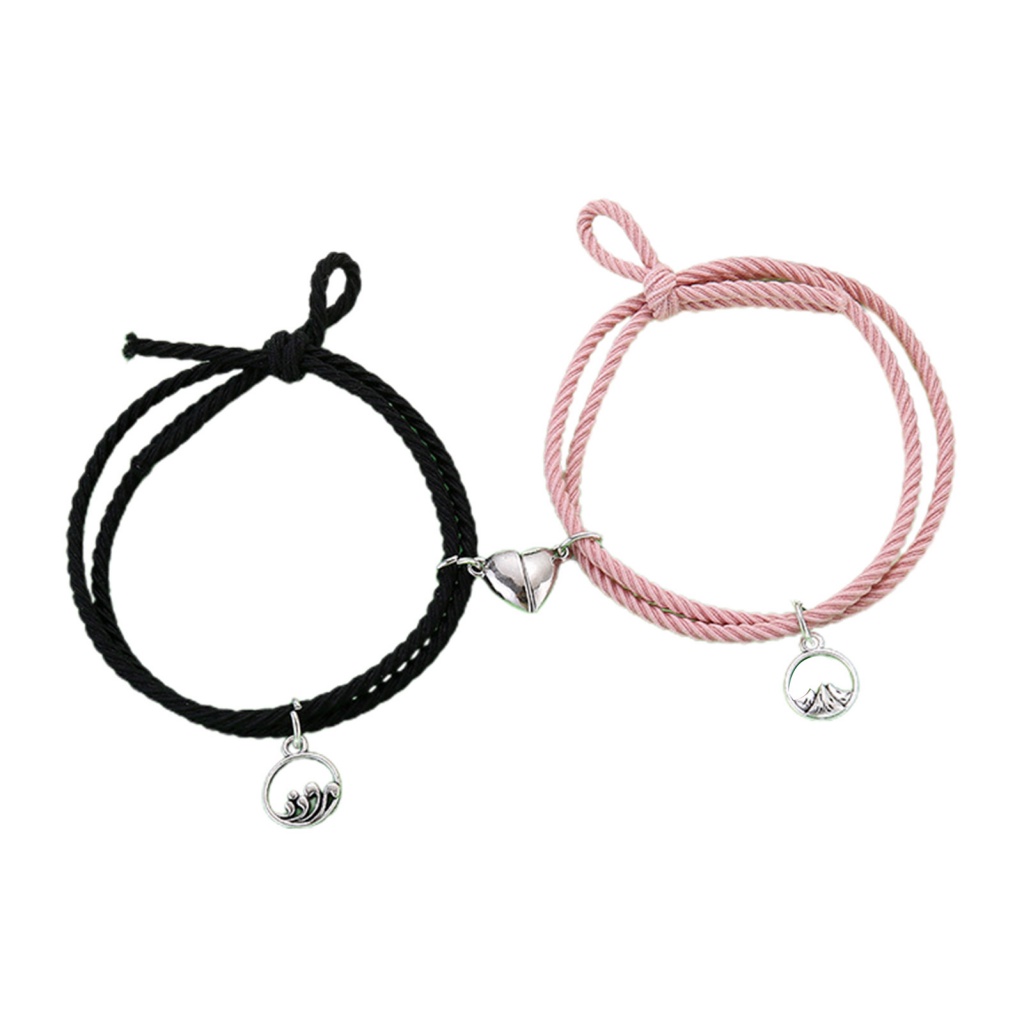 Ptm 1 Cặp Vòng Tay Dây Cao Su Khóa Nam Châm Hình Trái Tim Dễ Điều Chỉnh Thích Hợp Làm Quà Tặng Trang Sức Cho Cặp Đôi dai