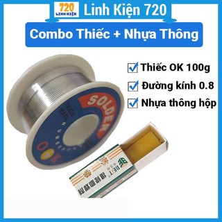  Combo thiếc hàn Solder - OK 0.8mm khối lượng 100g và nhựa thông hộp loại tốt hàn gắn mạch điện tử 