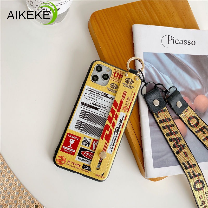 Ôp Điện Thoại Silicon Dẻo Họa Tiết Logo dhl Kèm Dây Đeo Cổ Tay & Vòng Tay Cho xiaomi mi 9 se mi 8 lite note 10 pro a3 lite Vỏ