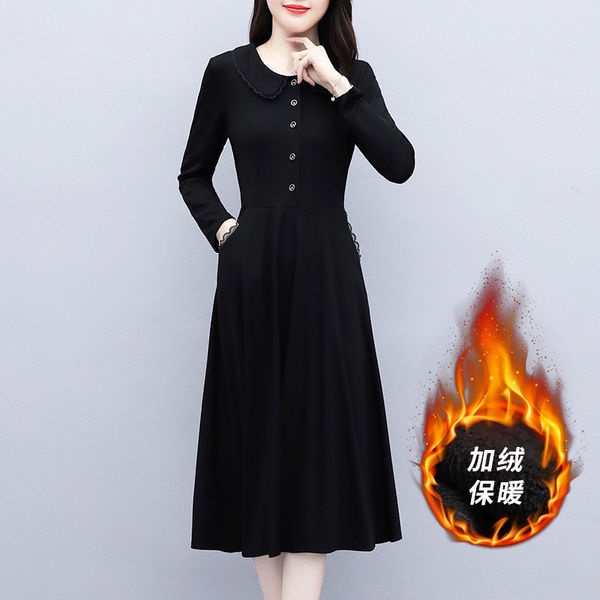 Đầm Nhung Dày Dặn Che Bụng Phong Cách Thời Trang Thu Đông 2023 Cho Nữ Có size Lớn