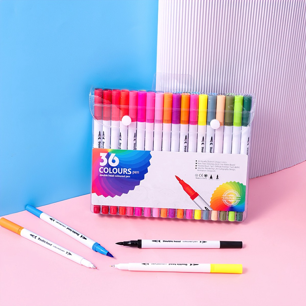 Bút brush viết calligraphy bút dual tip brush pen 2 đầu đa năng trang trí sổ, bullet jounal, take no