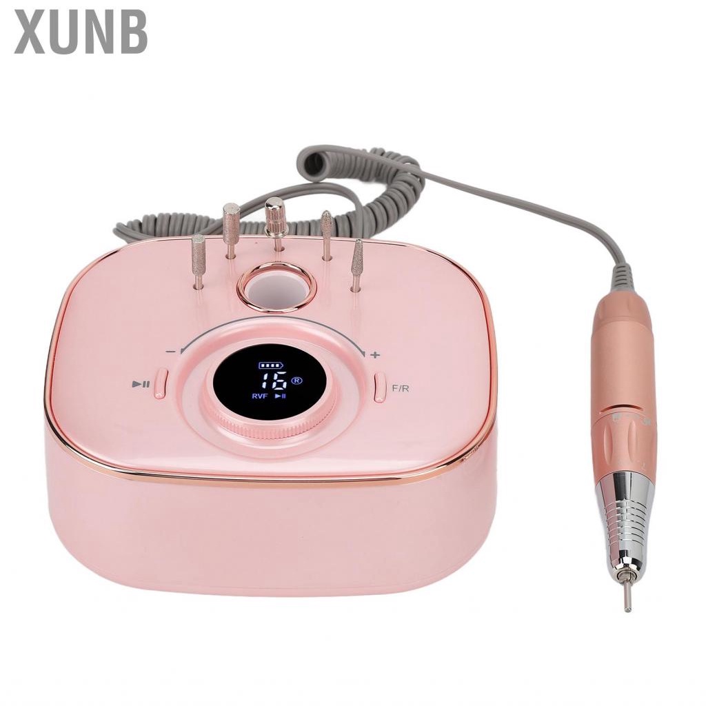 Xunb 35000RPM Metal Handle Nail Filer Low Noise Rose Gold Home Rechargeable File