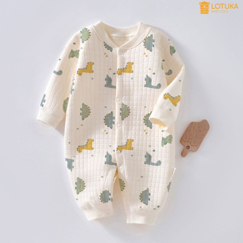 Bodysuit LOTUKA Trần Bông 3 Lớp Ấm Áp Cho Bé, Body Dài Tay In Hình Dễ Thương Cho Bé Trai Bé Gái, Quần Áo Trẻ Em  3-12kg