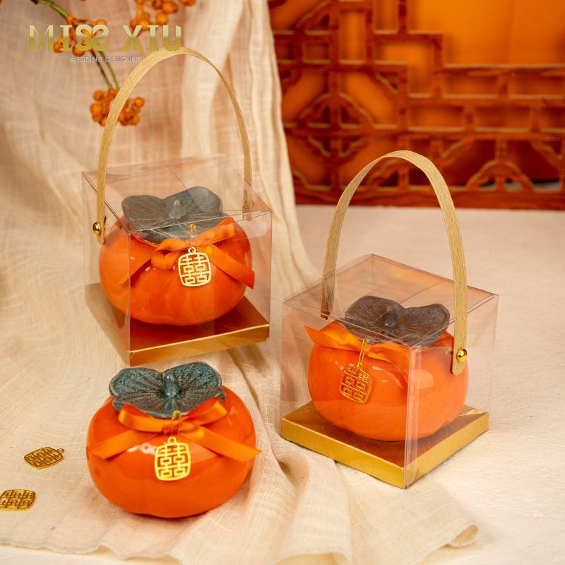 Tiktok hot# MISSXIU wedding wedding candy box Persimmon Ruyi ceramic candy can engagement Persimmon can ornaments gift box 10.5HHL