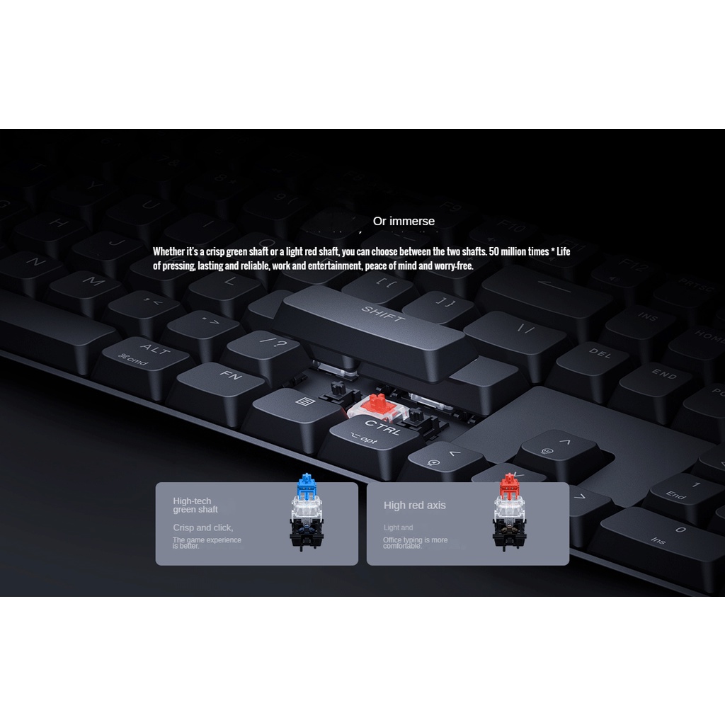 Bàn Phím Cơ xiaomi Có Dây 104 Phím Hỗ Trợ win / mac os blue switch Thiết Kế 6 Đèn led